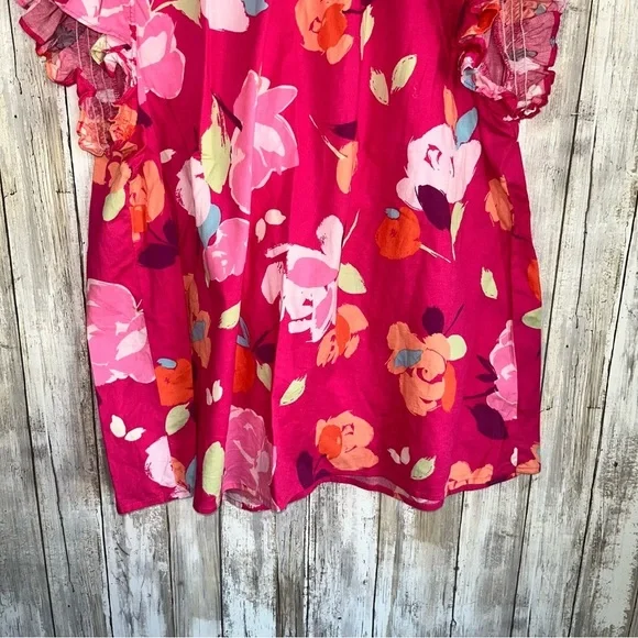 Oddy Pink Flutter Sleeve Floral Blouse - Picture 4 of 6